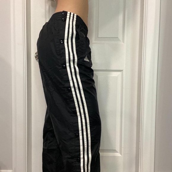 Vintage Black Adidas Straight Fit Tear Away Track Pants - Picture 2 of 4